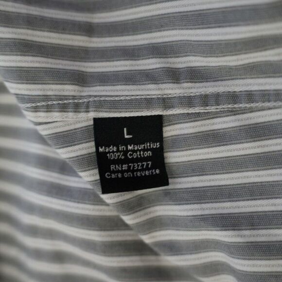 Apt. 9 Superfine 80% Cotton Gray White Striped‎ Large Collared Dress Shirt - Picture 10 of 10